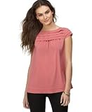 DKNY Jeans Pleated Chiffon Cap-Sleeved Top