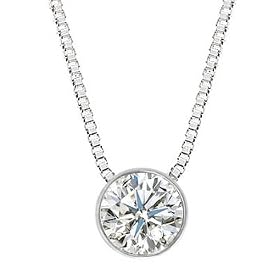 Platinum Bezel Set Round Diamond Solitaire Pendant (H-I SI1, 3 4 ct. tw.) by Mondera