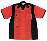 Zoot Suit Devil Bowling Shirt Red & Black Retro Bowler