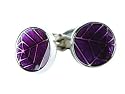 Crazy Purple Spider Web Enamel Round Silver Cufflinks with Presentation Box