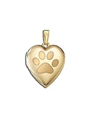 14K Yellow Gold Dogs Paw Print" Sweetheart Locket 3/4 inch x 3/4 inch in Solid 14K Yellow Gold