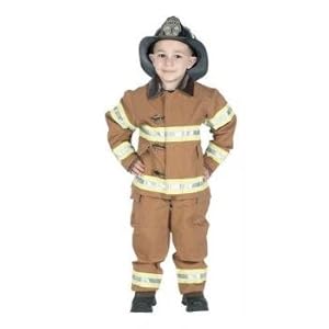 Aeromax Jr. Fire Fighter Suit with Helmet, Size 4/6 - Tan