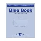 ROA77512 Examination Book, 8-1/2x7, Wide Rule, 16 Pages, Blue Cover