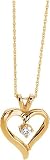 14k Yellow-gold Polished Heart Shaped Pendant 1/10 CT One-3.00MM Round Very Good Faceted Moissanite Stone