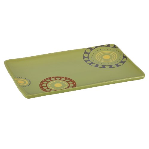 Rachael Ray Stoneware 12-3/4-Inch x  8-1/4-Inch Circles and Dots Rectangular Serving Platter