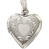 14K White Gold Heart Shaped Locket