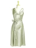 Bias Cut Silk Charmeuse Art Deco Cocktail Party Dress with Waist Sash in Sage Green