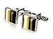 Elegant Brown and Gold Square Cufflinks Framed in Silver with Presentation Box