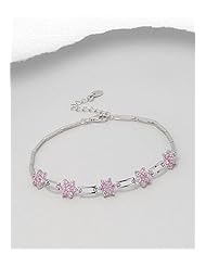 Pink CZ Bracelet In 92.5 Sterling Silver