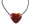 Necklace - N164 - Ceramic Heart with Sterling Silver Clasp ~ Red