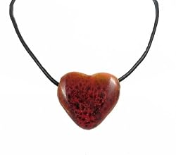 Necklace - N164 - Ceramic Heart with Sterling Silver Clasp ~ Red