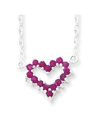 Sterling Silver Genuine Stone Heart on 16" Chain Necklace QG987-16"