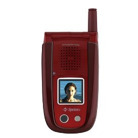 Red Sanyo flip phone with camera and speakerphone by Sprint