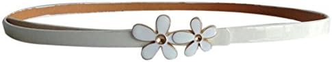 IUNEED Fashion Women's Flower Joker Waist Belt Narrow Skinny Low Waist Thin Leather Loop (White)
