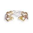 Sterling Silver and 14 Karat Gold Plated Cut Out Heart Toe Ring