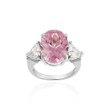 Sterling Silver Designer Three Stone Pink and Clear CZ Ring