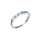 Studio 925 Stabile Montana Sapphire CZ Baguette Sterling Silver Stacking Ring