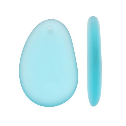 Cultured Sea Glass, Hypnotic Freeform Pendant 33x20mm, 2 Pieces, Aqua Blue