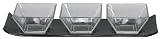 Arched Black Layered Glass Tray with Glass Square Bowls 14"x4"
