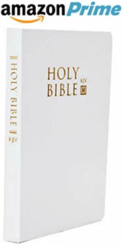 King James Version with White Leatherette Holy Bible Both the "Old and New" Testaments with White ribbon bookmark & Bound in Crystal Imitation Leatherette measuring 5.25 x 7.5 inches in Size - Great for Church & Holy Communion - 100% Satisfaction Guaranteed