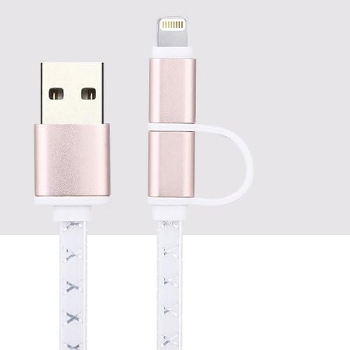 2 in 1 Flat Cable Design Lightning and Micro Charging/Sync Cables(3.3FT) for iPhone 5,5s,6,6s Plus, iPad/iPod and Samsung, HTC, Nexus, Nokia, Sony etc (Silver)