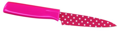 Kuhn Rikon Colori Polka Dot Paring Knife, 4-Inch, Pink