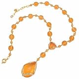 AZ Collection Stone Drops with Zircons Necklace Orange