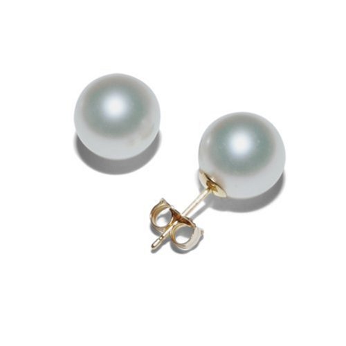 14k Yellow Gold 9-10mm South Sea Pearl Stud Earrings
