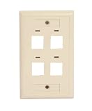 Wall Plates 4 Port Almond Icon Tabs Keystone Face Plate