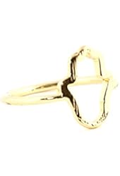 Hamsa Outline Ring Evil Eye Amulet Vintage Gold Tone RL07 Fashion Jewelry
