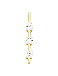 14K Yellow Gold Three-Stone Princess Cut Diamond Pendant - 0.95 Ct. -- LIFETIME WARRANTY