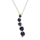 Journey Necklace With 1.60ctw Genuine Sapphires Beautifully Designed in 14K/925 Gold plated Silver Length 18in