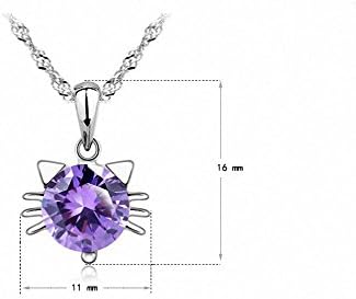 Cute Uk Purple Mom Crystal Necklace Silver Cat Aquamarine Kitty Pussy Pendant Necklace for Male