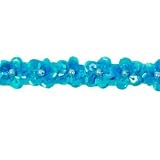 Sequin Daisy Trim - Bright Turquoise - 36