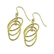 14K Yellow Gold Twisted Oval Rings Dangle Earrings