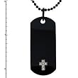 Black Stainless Steel Cross Pendant with 0.05ct. Diamonds on 22" Bead Chain