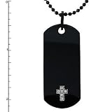 Black Stainless Steel Cross Pendant with 0.05ct. Diamonds on 22 Bead Chain
