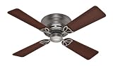 Hunter 23871 Low Profile III 42-Inch Antique-Pewter Ceiling Fan with 4 Walnut/Chestnut Blades