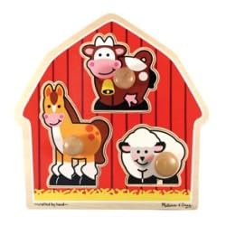 Click here to buy Melissa and Doug Deluxe Wooden Barnyard Animals Jumbo Knob Puzzle by Melissa & Doug.