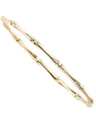 Lux Yellow Gold Bamboo Stackable Diamond Bangle