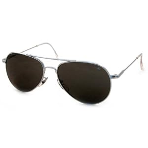 American Optical Sunglasses - Flight Gear General w/ Wirespatula Temples / Frame: Silver Lens: Grey (52 mm)