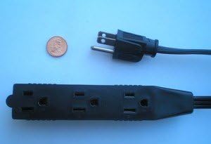 AVB Cable Heavy Duty, Flat 3 Cond. Extension Cord with 3 Outlets, Black, 8'