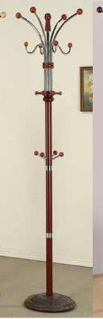 ORE International Cherry Six Foot Wood and Chrome Coat Rack Cherry Finish By ...