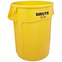Rubbermaid Commercial Brute 44-Gallon Garbage Can, 24" Diameter x 31-1/2" Height, Yellow