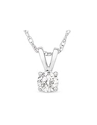1/4 Carat Diamond Solitaire 14K White Gold Pendant w/ Chain