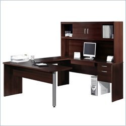 U-Shaped Desk Set 2 in Mahogany - In Space New Generation - Bestar Office Furniture - 63852-65