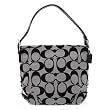 Authentic Coach Signature 24CM Zip Duffle Hobo Bag 15067 (Black/White)