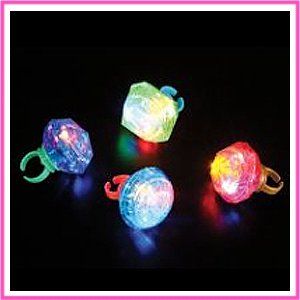 24 Jumbo Light Up Diamond Rings (1")