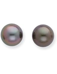 14k White Gold 8-9mm Salt Water Cultured Tahitian Pearl Earrings.
