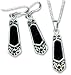 Jewelry : Sterling Silver Onyx Earring and Necklace Set